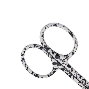 Ciseaux à cuticules en acier inoxydable, lame droite, pointe acérée, trou rond, manche noir et blanc moucheté, outils de beauté pour adultes, durables - Product Image 4