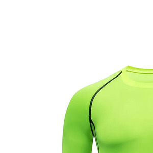 Camiseta de Compresión Azul Sólido de Manga Larga para Hombre, Ecológica, Transpirable, de Secado Rápido, Corte Ajustado, Cuello Redondo, Spandex 400g, Logotipo Frontal - Product Image 3