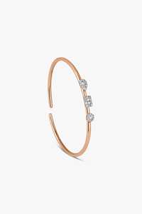 Solitaire Open <b>Cuff</b> Bangles 14K Solid Gold Pave Set Minimalist Dainty Everyday Wear Lab Grown Diamond Luxury Stacking <b>Bracelets</b> - Product Image 3