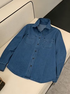 <b>Men</b> <b>Casual</b> Washed Denim <b>Shirt</b> Long Sleeve Button Up <b>Double</b> <b>Pocket</b> Fashion Streetwear - Product Image 3