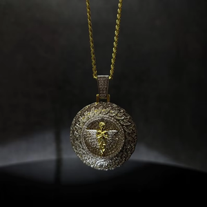 Colgante de Ángel con Incrustaciones de Diamantes, Chapado en Rodio, Oro y Plata, Estilo Hip Hop, Joyería Redonda para Fiestas, para Hombres y Mujeres - Product Image 4