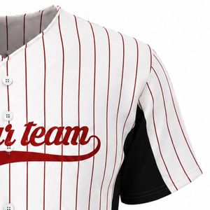 <b>Red</b> White Baseball Jersey for Men Pinstripe Button Baseball Shirt Lightweight Team Uniform Breathable Athletic Sports Wear - Product Image 4