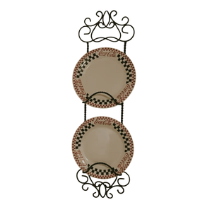 New Decorative Iron Plate Rack Wall Mounted Double Tier Metal Retro Plate <b>Storage</b> Holder for Kitchen Tableware Display - Product Image 1