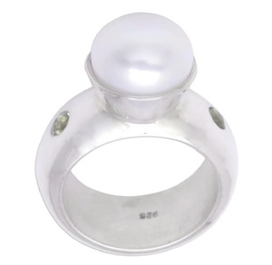 Bague en perle naturelle, argent sterling 925, bijoux minimalistes faits à la main, cadeau d'anniversaire pour elle - Product Image 6