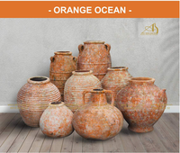 Pot Tanaman Gantung Keramik Oranye Ocean OC002H65OR Modern Ramah Lingkungan Tahan Lama Aman untuk Rumah Taman Mini Lanskap