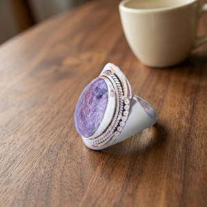 Purple Charoite Gemstone <b>Ring</b> 925 Sterling <b>Silver</b> Handmade Statement <b>Ring</b> Yellow Gold Rose Gold Plated Jewelry for women <b>Men</b> Her - Product Image 3