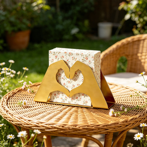 Luxury <b>Gold</b> Heart Shape Napkin Holder, Decorative Metal <b>Paper</b> <b>Tissue</b> Stand Kitchen Restaurant Hotel Party and Home Decor - Product Image 5