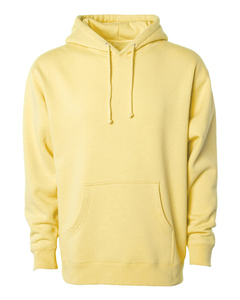 Sweat à capuche jaune premium pour homme, en molleton de coton épais, coupe oversize, style streetwear décontracté, personnalisable avec logo - Product Image 2