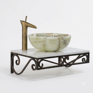 Support de lavabo sur pied en fer forgé néoclassique de luxe, support de lavabo antique en métal pour jardin - Product Image 1