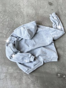 Rhinestone Detail Zip Hoodie Cotton Fleece Oversized Streetwear Clean Minimal Style Hoodies for Men Custom OEM Service - Product Image 6