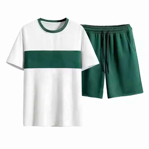 Ensemble de survêtement d'été 2 pièces surdimensionné vintage et écologique pour homme – T-shirts et pantalon de survêtement - Product Image 1