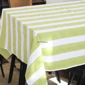 Mantel Rectangular de Lino y Algodón a Rayas Verde y Blanco, Lavable, para Decoración del Hogar, Estilo Elegante - Product Image 3