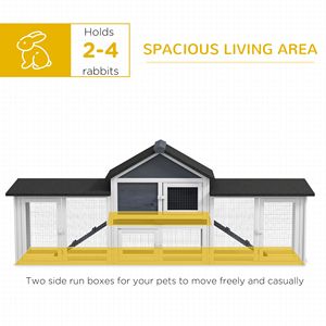 Cage à lapins en bois de luxe XL à 2 étages de 83 pouces avec échelle et enclos, gris foncé - Cage extérieure pour animaux - Product Image 5