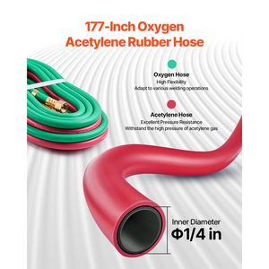 Kit Torcia per Brasatura in Ottone con 12 Utensili Ossiacetilenici, Tubo Doppio da 177 Pollici, 1 Cu - Product Image 4