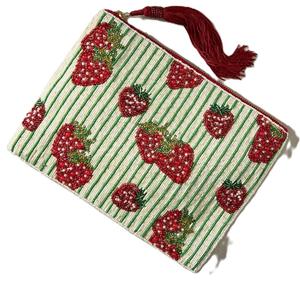 Élégante pochette à monnaie brodée de perles de rocaille, pochette à monnaie brodée de perles de rocaille de créateur, faite à la main - Product Image 1