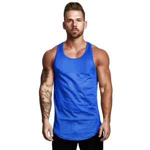 Men's <b>Blue</b> <b>Mesh</b> Tank <b>Top</b> O-Neck Breathable Casual Sleeveless Vest Solid Color Knitted Fit - Product Image 1