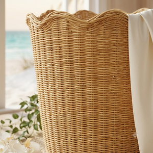 Cesta de Mimbre de Ratán 100% Natural de Primera Calidad, Tejida, Cilíndrica, con Borde Ondulado, Impermeable, Ahorra Espacio, para Almacenamiento de Juguetes y Ropa - Product Image 4