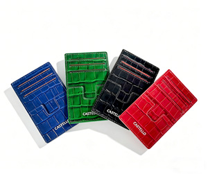 [Altamente Recomendado] Cartera Delgada de Cuero con Grabado de Cocodrilo Castello, Tarjetero Abierto de Poliéster en Negro, Azul Marino, Rojo y Verde - Product Image 5