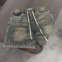 Shorts cargo pour hommes, imprimé camouflage, décorés de perles, taille haute, cordon de serrage, style streetwear, shorts bermuda en toile