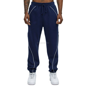 กางเกงสเวตเตอร์ขาบานสำหรับผู้ชายกางเกงแนวสตรีทกว้างปักลายวินเทจผ้าเรียบด้านหน้าซักกลางเป็นมิตรต่อสิ่งแวดล้อม - Product Image 1