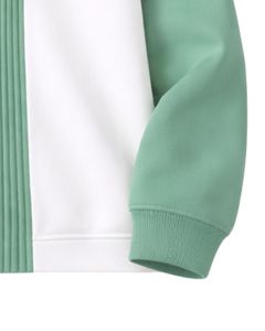 Sudadera Polo Personalizada para Hombre, Verde Menta y Blanca, con Cierre de Cremallera de un Cuarto, Paneles Acanalados, Estilo Casual, Forro Polar, Manga Larga, Ropa Urbana - Product Image 6