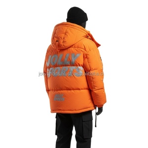 Chaqueta acolchada de invierno para mujer de tela de nailon GSM alta, diseño acolchado de Color naranja, chaqueta acolchada con logotipo de transferencia de calor personalizada para mujer - Product Image 4