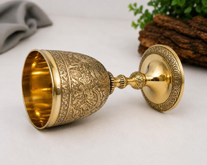 Ornate Gold Finish Metal Goblet Engraved Vintage Chalice Decorative <b>Trophy</b> <b>Cup</b> Luxury Table Centerpiece Home Decor - Product Image 6