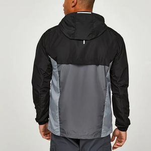 Ensemble de survêtement à capuche noir et gris pour homme, avec fermeture éclair intégrale, poches latérales, imperméable, style sportif, coupe classique, idéal pour l'automne - Product Image 2