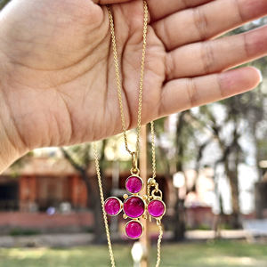 18k gold plated cross <b>necklace</b> round cabochon <b>ruby</b> jade christian jewelry <b>necklace</b> solid brass wholesale women fashion <b>necklace</b> - Product Image 4