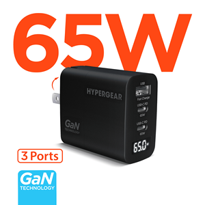 Cargador de Laptop GaN de 65W con Triple Puerto USB-C PD, PPS y Pantalla Digital, Fuente de Alimentación de Alta Velocidad - Product Image 1