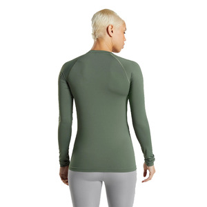 Haut de yoga tendance pour femme à manches longues et col rond, couleur unie, respirant, compressif, coupe régulière, pour entraînement sportif - Product Image 2