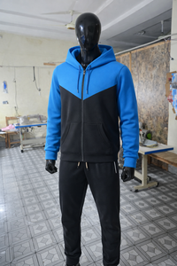 Conjunto de sudadera con capucha y pantalón deportivo de dos tonos para hombre, sudadera con capucha con cremallera, ropa deportiva ajustada, conjunto informal para el gimnasio - Product Image 6