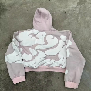 Sweat à capuche surdimensionné de haute qualité 450 g/m² pour hommes, avec logo imprimé en relief 3D personnalisé OEM ODM, style streetwear, effet délavé à l'acide - Product Image 6