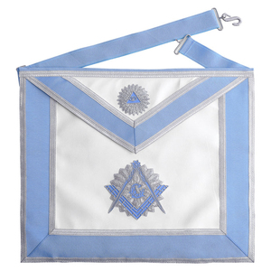 Master Mason Blue Lodge <b>Apron</b> - Light Blue & <b>White</b> With Embroidery durable materials and classic ceremonial style Cheap Price - Product Image 1