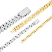 Pulsera de Cadena Cubana ZAWO de Oro Blanco 925 con Diamantes VVS1 de Corte Brillante Cultivados en Laboratorio, Lujosa y Elegante, Regalo de Boda