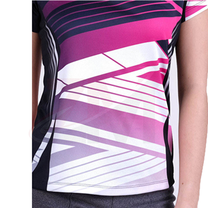 Camiseta Personalizada con Estampado Geométrico Rosa, Negro y Blanco, Cuello en V, Manga Corta, Corte Ajustado, Tejido de Punto de Secado Rápido, Estilo Deportivo, Primavera - Product Image 5