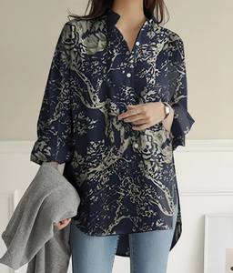 Blusa Casual para Mujer, de Poliéster/Algodón, Manga Larga, Cuello Camisero, Abertura Lateral, con Logotipo Bordado en la Parte Delantera, para Primavera/Verano - Product Image 6