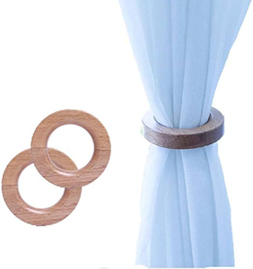 Wood Curtain <b>Tie</b> <b>Backs</b> New Look Wooden Color Round Shape and Restaurants Curtain Decorative Ticback Curtain Clip - Product Image 1
