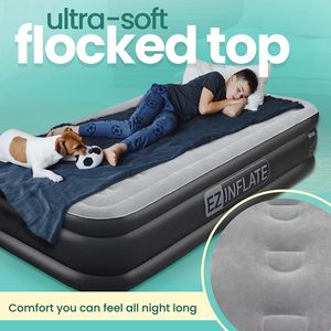 Matelas pneumatique de camping individuel, lit d'appoint en PVC floqué taille double - Product Image 5