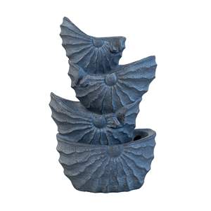Fontaine d'eau bleue Nautilus Shell 4 niveaux décoratifs intérieur/extérieur 13.4x9.4x21.5 pouces avec lumière - Product Image 1