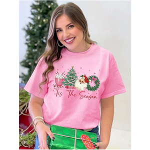 Camiseta Gráfica Navideña Retro Vintage Personalizada al por Mayor, Informal, de Algodón Suave, Manga Corta, con Diseño de Santa Claus, Festiva - Product Image 3