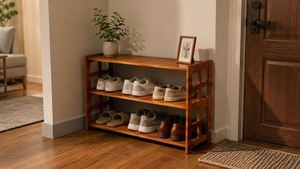 Wood Shoe Rack 3 Tier Entryway <b>Storage</b> Scandinavian Design Durable Cabinet - Product Image 3