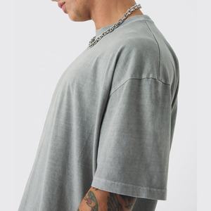 T-shirt surdimensionné pour hommes en coton 100% lavé à l'acide vintage sur mesure T-shirt vierge à motif solide en détresse avec impression numérique - Product Image 3