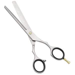 Kit de ciseaux à effiler de qualité supérieure couleur argent 6 pièces, magnifiques kits de barbier avec étui en cuir à fermeture éclair - Product Image 6