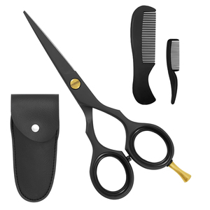 Tijeras para Barba y Bigote de Acero Inoxidable de 5 Pulgadas, Color Negro, con Peines, Cuchillas Afiladas, Reposa Dedos y Tornillo Ajustable para un Recorte Perfecto - Product Image 6