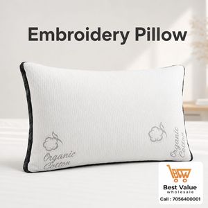 Embroidery Soft Standard Bed Pillow for Home Hotel Bedding Cushion - Product Image 1