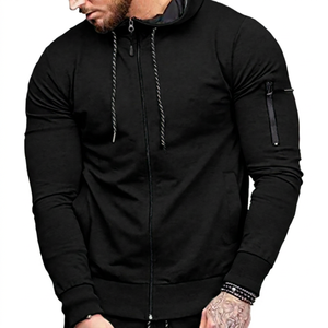Sudadera con Capucha Verde para Hombre, Cierre de Cremallera, Corte Ajustado, Informal, Tejida en Poliéster, para Otoño - Product Image 2