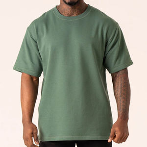 Camiseta Personalizada de Algodón Verde para Hombre, 100% Algodón, Cuello Redondo, Manga Corta, Corte Regular, Informal, Tejido de Punto, Color Sólido, Diseño Liso - Product Image 1