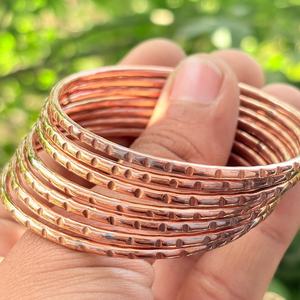 Belladec Handcrafted Textured <b>Copper</b> <b>Bangle</b> Set Stackable Artisan Bracelets Traditional Elegant Jewelry Boho Fashion Gift Women - Product Image 5
