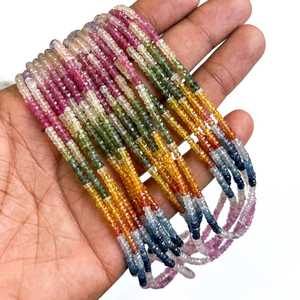 Perles facettées rondes en saphir multicolores 3-3,5 mm, pierres précieuses saphir arc-en-ciel, 16 pouces, pour la fabrication de bijoux en gros - Product Image 5